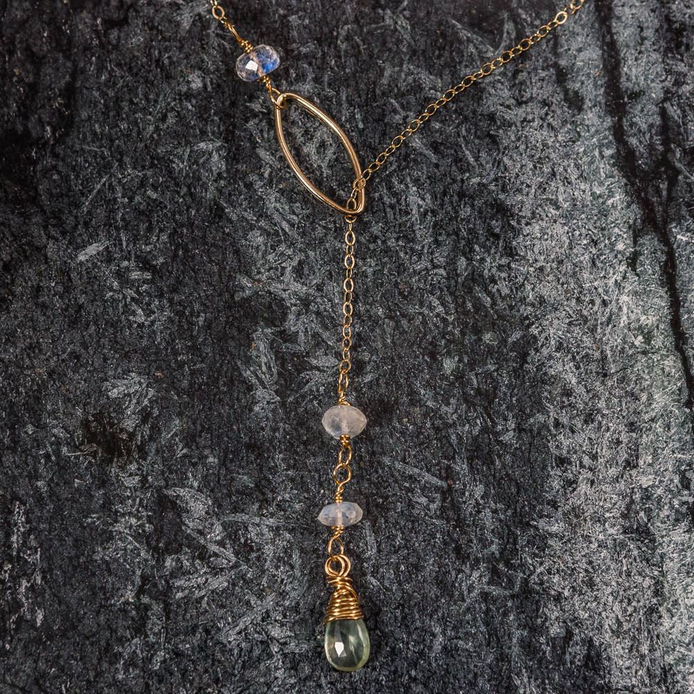 Gemstone on sale lariat necklace