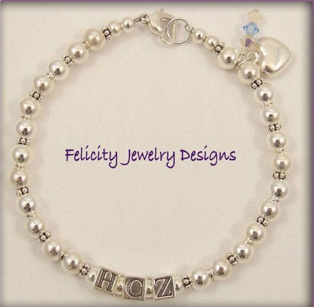 Silver bracelets on sale with initials