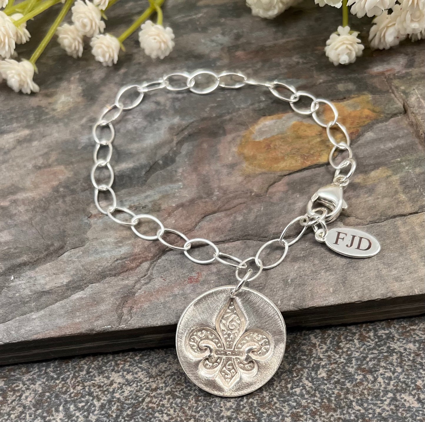 Fleur de Lis Silver Charm Bracelet