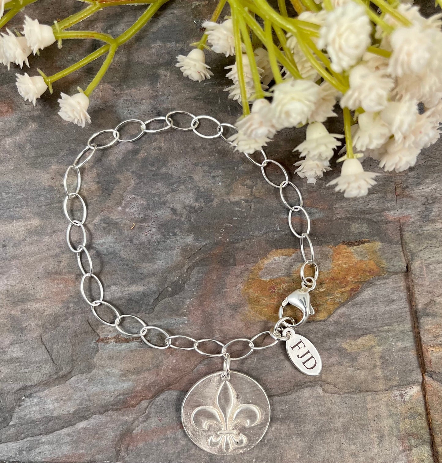 Fleur de Lis Silver Charm Bracelet