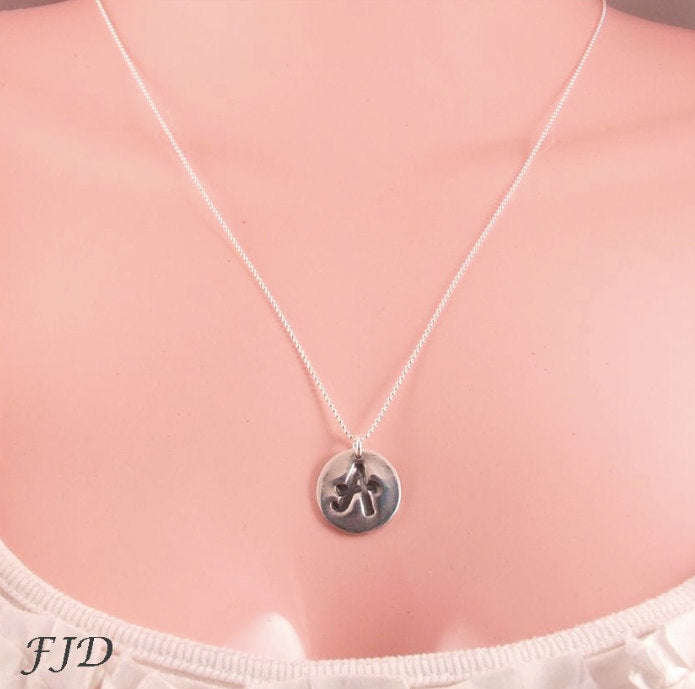 Fine Silver and Sterling Silver Initial Necklace